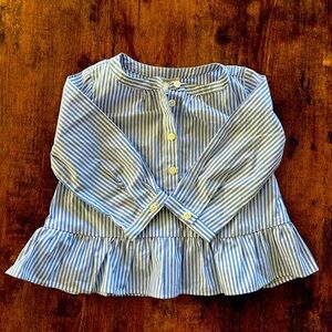 Crewcuts blue and white seersucker shirt, size 2